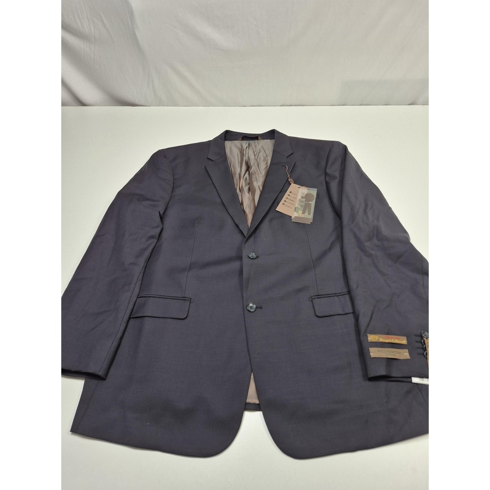 Prontomoda Suit Jacket Mens 48R Navy Super 140s Wool Oxford 2 Button